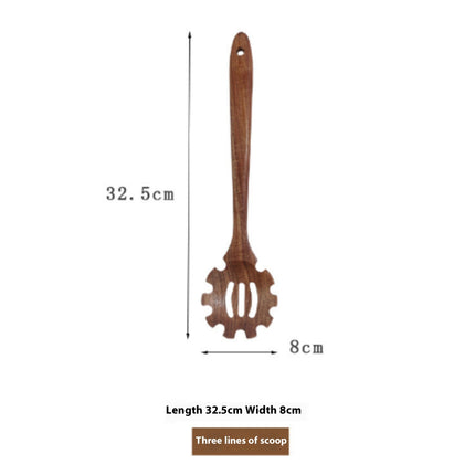 Thailand Teak Natural Wood Tableware Spoon Ladle Turner Long Rice Colander Soup Skimmer Cooking Spoons Scoop Kitchen Tool Set
