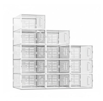 Stackable Shoe Storage Box With Lid, Large Shoe Rack And Storage Shelf, Shoe Display And Storage Container
