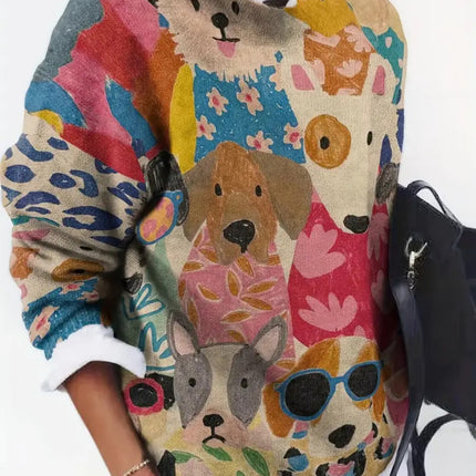 dog sweater busy print
