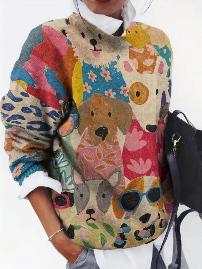 dog sweater busy print