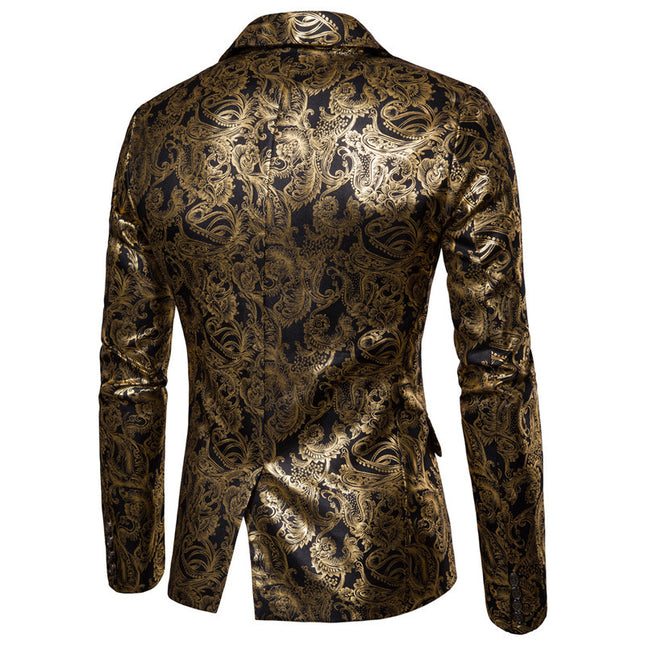 Men's Glossy Gold-stamped Performance Suit Jacket