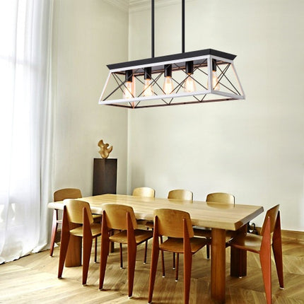 5 Lamps Farmhouse Chandelier Dining Room White