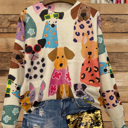 Color Printed Light Dog Sweater