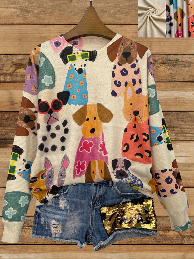 Color Printed Light Dog Sweater