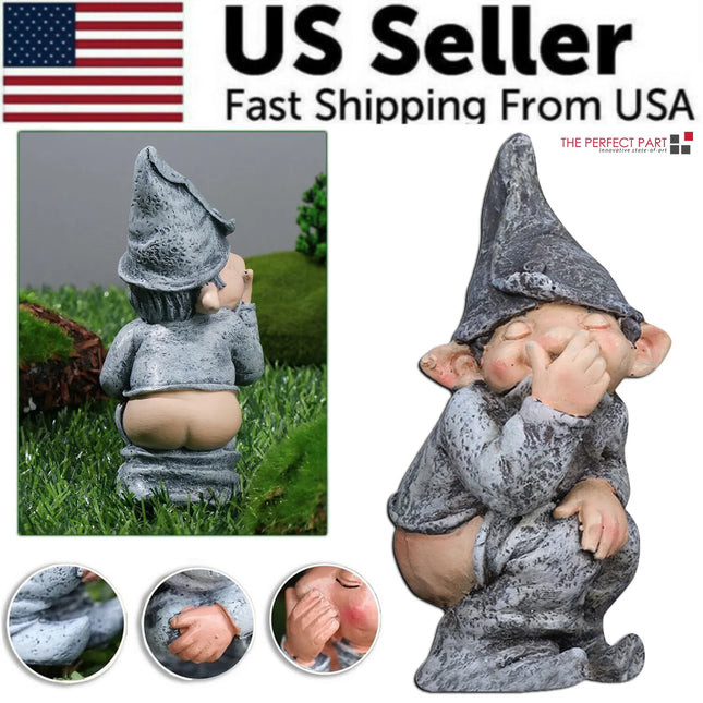 Pooping Naughty Gnome Miniature Statue Funny Resin Home Garden Ornament