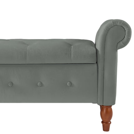Velvet Multifunctional Storage Rectangular Sofa Stool - Grey