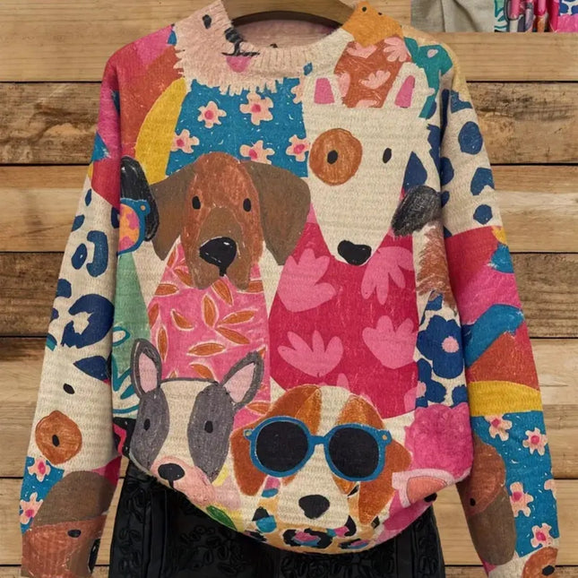 dog sweater busy print