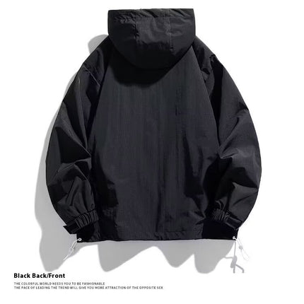 Half Zipper Pullover Men's Spring And Autumn New Hooded Fur Sweater