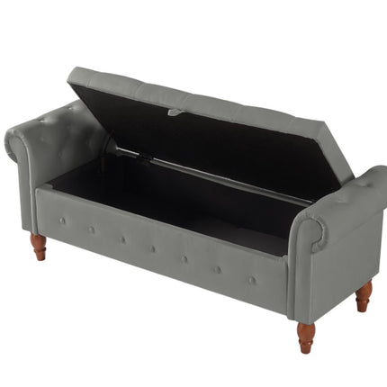 Velvet Multifunctional Storage Rectangular Sofa Stool - Grey