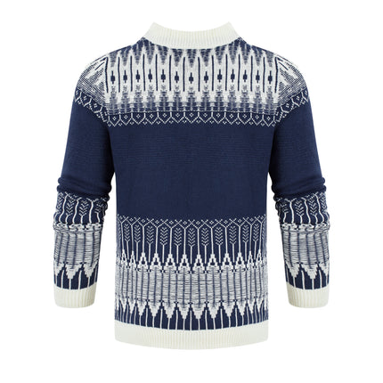 Men's Crewneck Pullover Sweater Unisex Fair Isle Long Sleeve Knitted Sweater