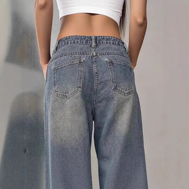 Women's Washed Vintage Denim Pants