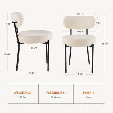 White Cushion Black Steel Frame Comfortable Dining Room Chair