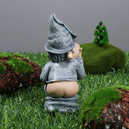 Pooping Naughty Gnome Miniature Statue Funny Resin Home Garden Ornament