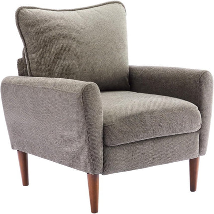 A Reading Chair With Cushioned Seat And Wooden Legs, Along With A Wide Single-person Modern Leisure Sofa