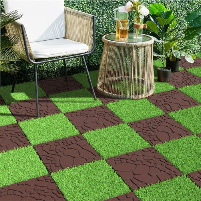 Plastic Interlocking Deck Tiles,44 Pack Patio Deck Tiles,12x12 Square Waterproof Outdoor All Weather Use, Outdoor And Indoor Patio Decking Tiles For Poolside Balcony Backyard, Red Brown