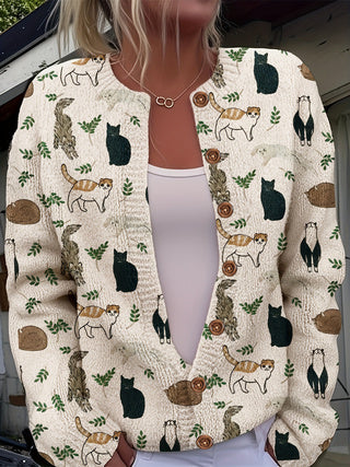 button down cat cardigan top