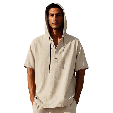 Linen Short-sleeved Men's T-shirt Simple