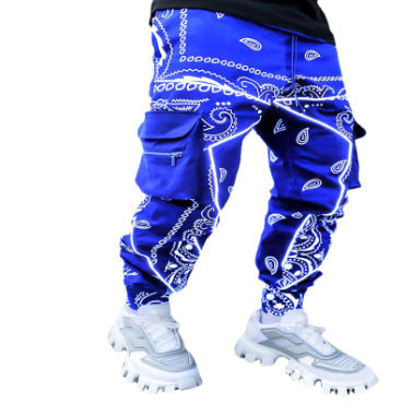 Cashew Flower Casual Sports Harem Pants Men European And American Loose High Street Multi-Pocket Overalls