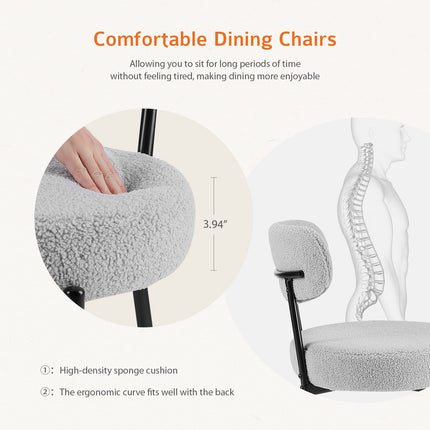White Cushion Black Steel Frame Comfortable Dining Room Chair