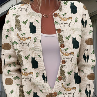 button down cat cardigan top